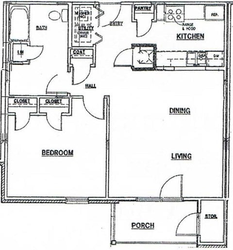 Floor plan for studio, 762 sqft